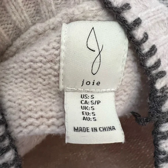 Joie Cream Rib Panel Turtleneck Sweater S | Relaxed Luxury Knit Old Money - Picture 3 of 4